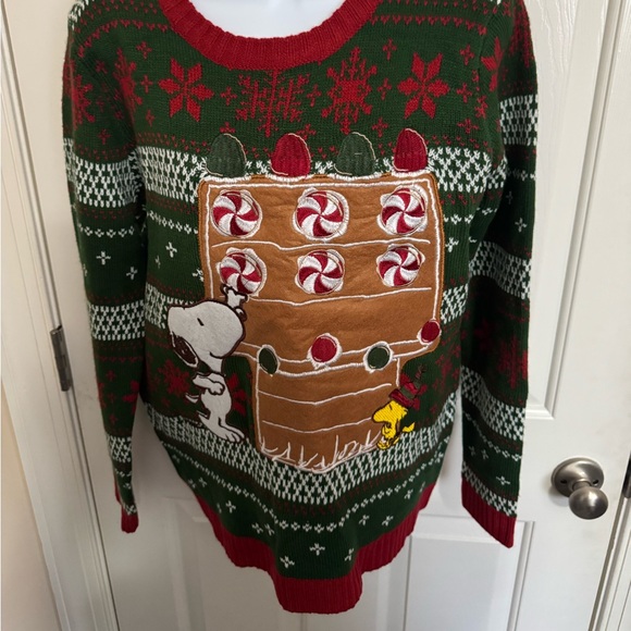 NEW Peanuts Size XL Snoopy Woodstock red green Holiday Ugly Christmas Sweater - Picture 1 of 4